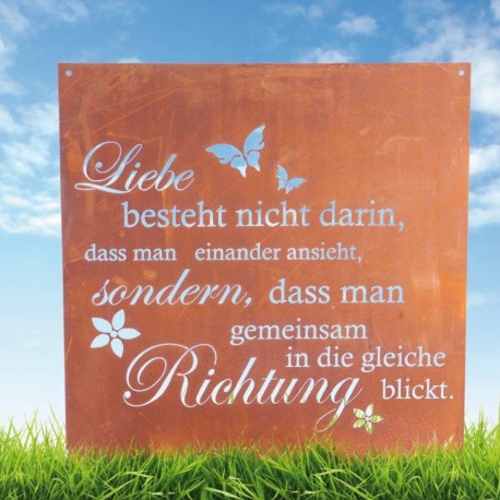 Spruchtafel rostig aus Metall "Liebe besteht..."