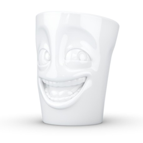 Henkeltasse weiß 350 ml mit Gesicht witzig