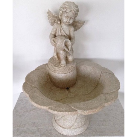 Brunnen Engel auf Blüte inkl. Pumpe und Trafo