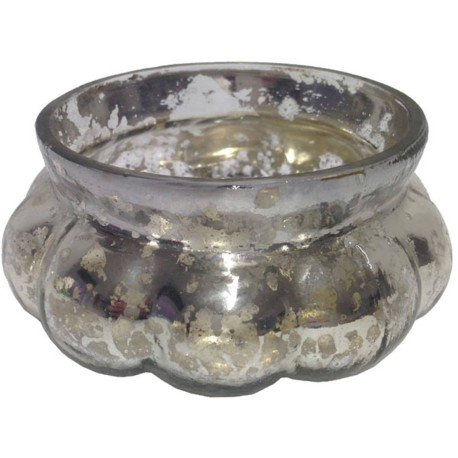 Windlicht aus Glas 9,5 cm silber